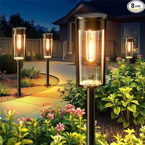 8 Pack Solar Lights Outdoor Waterproof Pathway Yard Garden Lawn Driveway Lightin - Picture 7 of 7